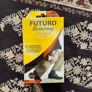 FUTURO Restoring Socks - Men's Dress Socks - Brown Size M - Firm 20-30 mm/Hg